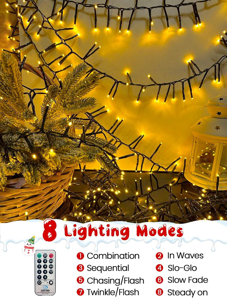 Cluster Lights 50FT 1000 LED String Lights with Remote Warm White
