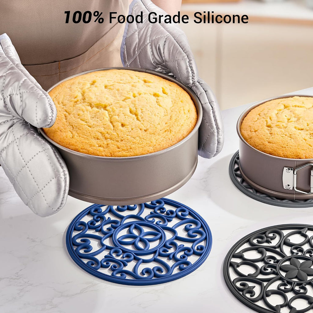 Set Silicone Trivet Mats for Hot Dishes Pots and Pans (Grey) - Set of 6
