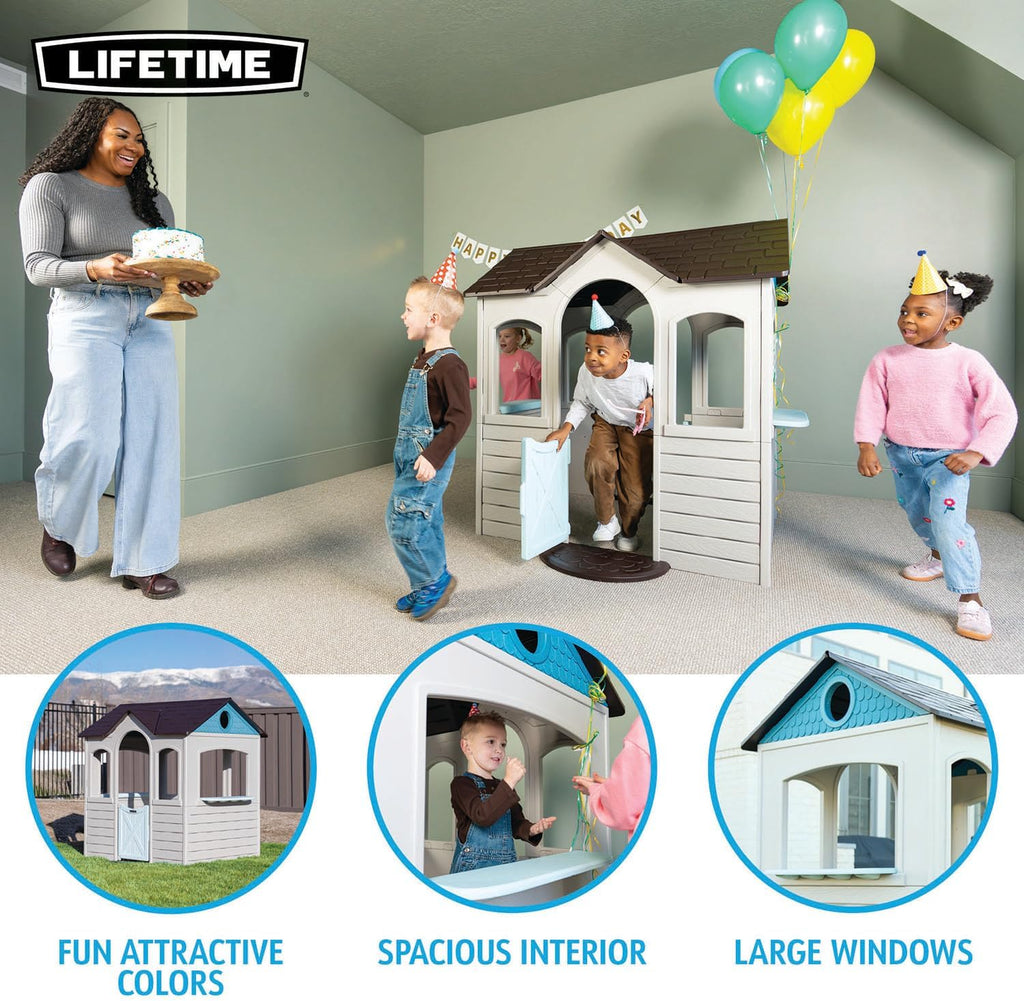 Indoor Outdoor Kids Playhouse, Two Store Windows & Farm‐Style Half Doors, Spacious Interior, Easy Snap Together No