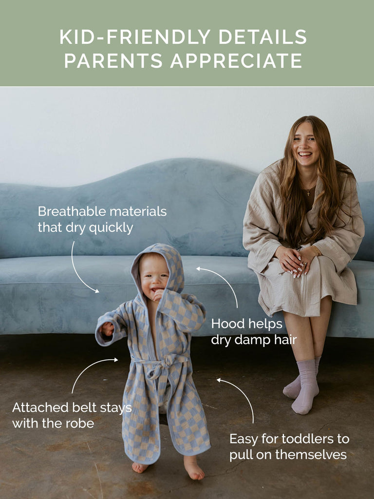 Toddler Bath Robe, Kids Hooded Bathrobe & Swim Cover Up, Rosewood 3-5 year