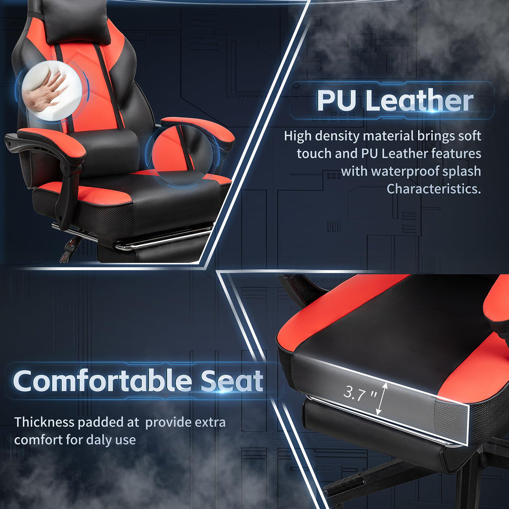 Gaming Chairs for Adults, Computer Chair with Footrest, High Back, Big and Tall Gamer Chair's with Massage Lumbar