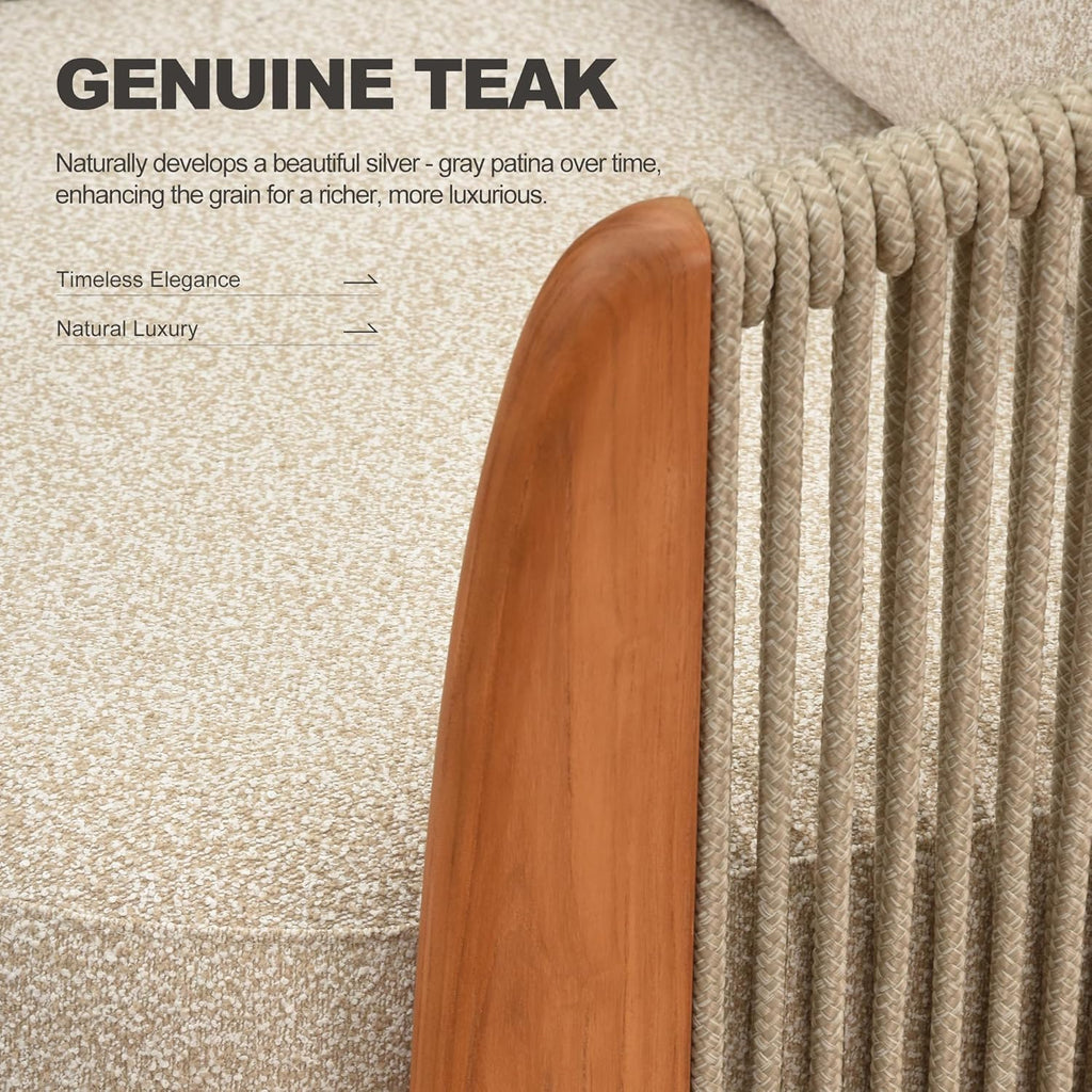 Patio Furniture Set 7-Piece Teak Conversation Sets L-Shaped | Indoor-Level Comfort, 11.81" High-Resilience Foam