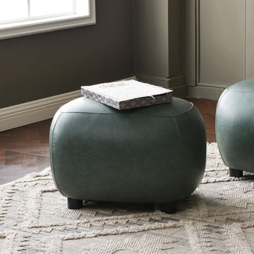 23" Wide Faux Leather Upholstered Ottoman Footrest, Green