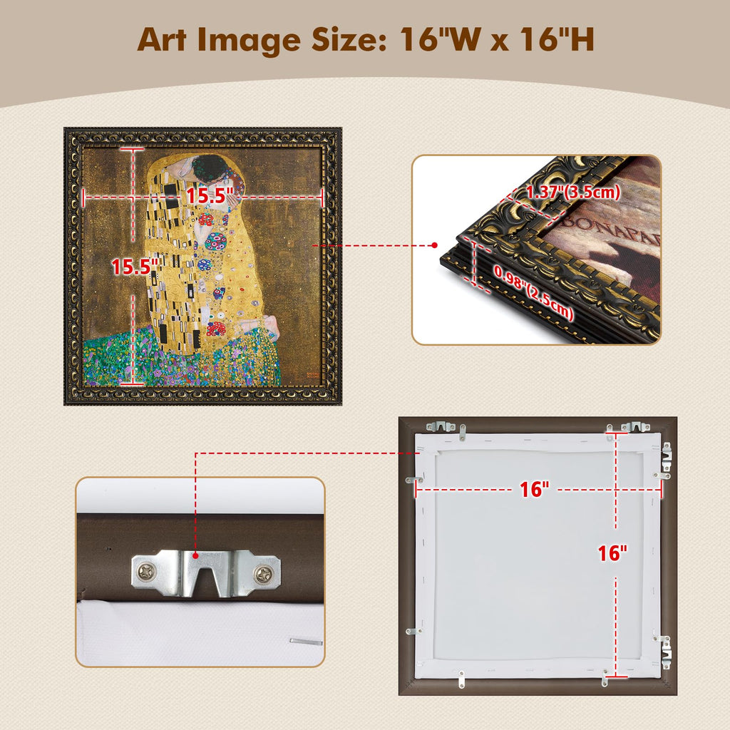 Vintage Framed The Kiss Oil Painting Canvas Print Wall Art