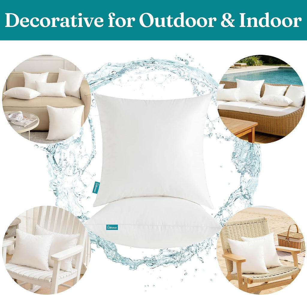 18 x 18 Outdoor Pillow Inserts () - Square Waterproof Throw Pillow - Decorative Throw Pillows Insert - Set of 2