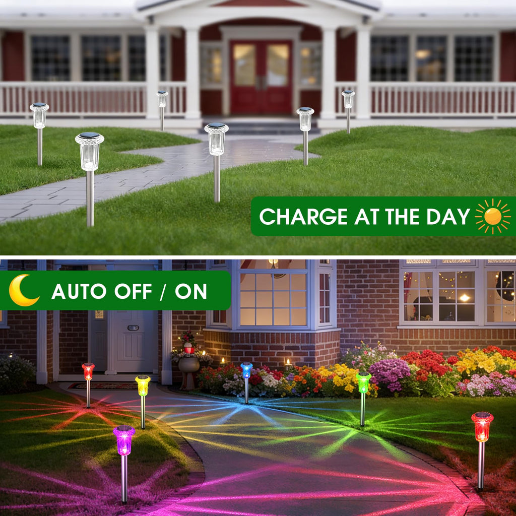 Solar Outdoor Lights, 15 Pack Solar Pathway Lights Outdoor Waterproof, Stake Lighting for Garden Yard Path Walkway