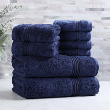 Egyptian Cotton 8-Piece Towel Set, Assorted Towels Bathroom, Master, Guest Bath, Decor Essentials, Includes 2 Bath, 2