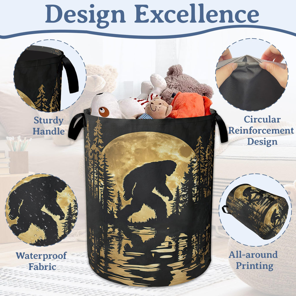 Big foot Laundry Basket,Oxford Cloth Forest Moon Laundry Hamper With Handle Foldable Portable Clothes Storage Basket
