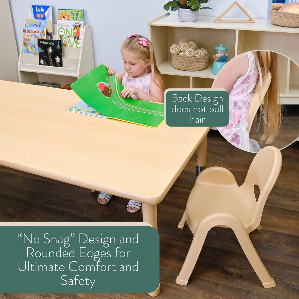 Value Stack 9" Child Chair, Natural Tan, 4 Pack, Stackable Ergonomic Seating Solution for Classrooms and Homeschools