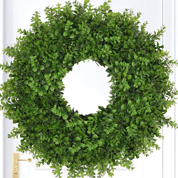 26 Inch Large Boxwoods Wreaths for Front Door Artificial Green Leaves Greenery Indoor Outdoor Wreath Home Decor Porch