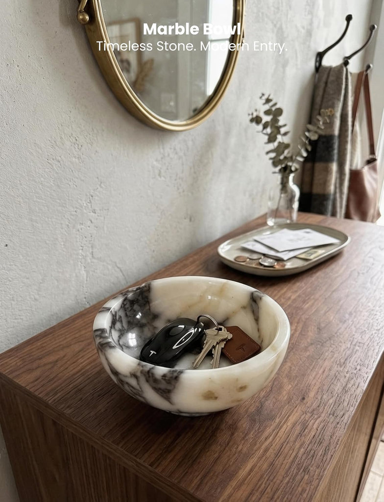 5" Calacatta Viola Marble Catchall Bowl for Luxury Home Decor