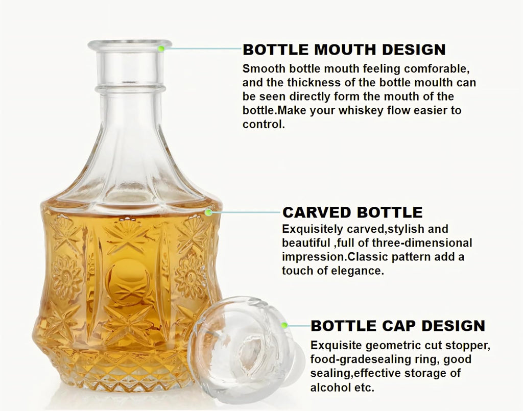 Liquor Decanter,Lead-Free Glass Decanter with Airtight Stopper
