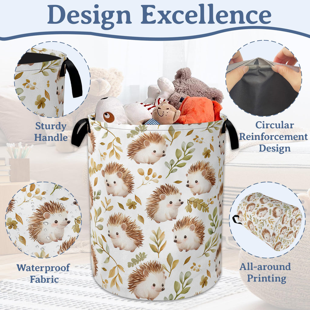 Cute Hedgehog Laundry Basket,Oxford Cloth Laundry Hamper With Handle Foldable Portable Clothes Storage Basket for