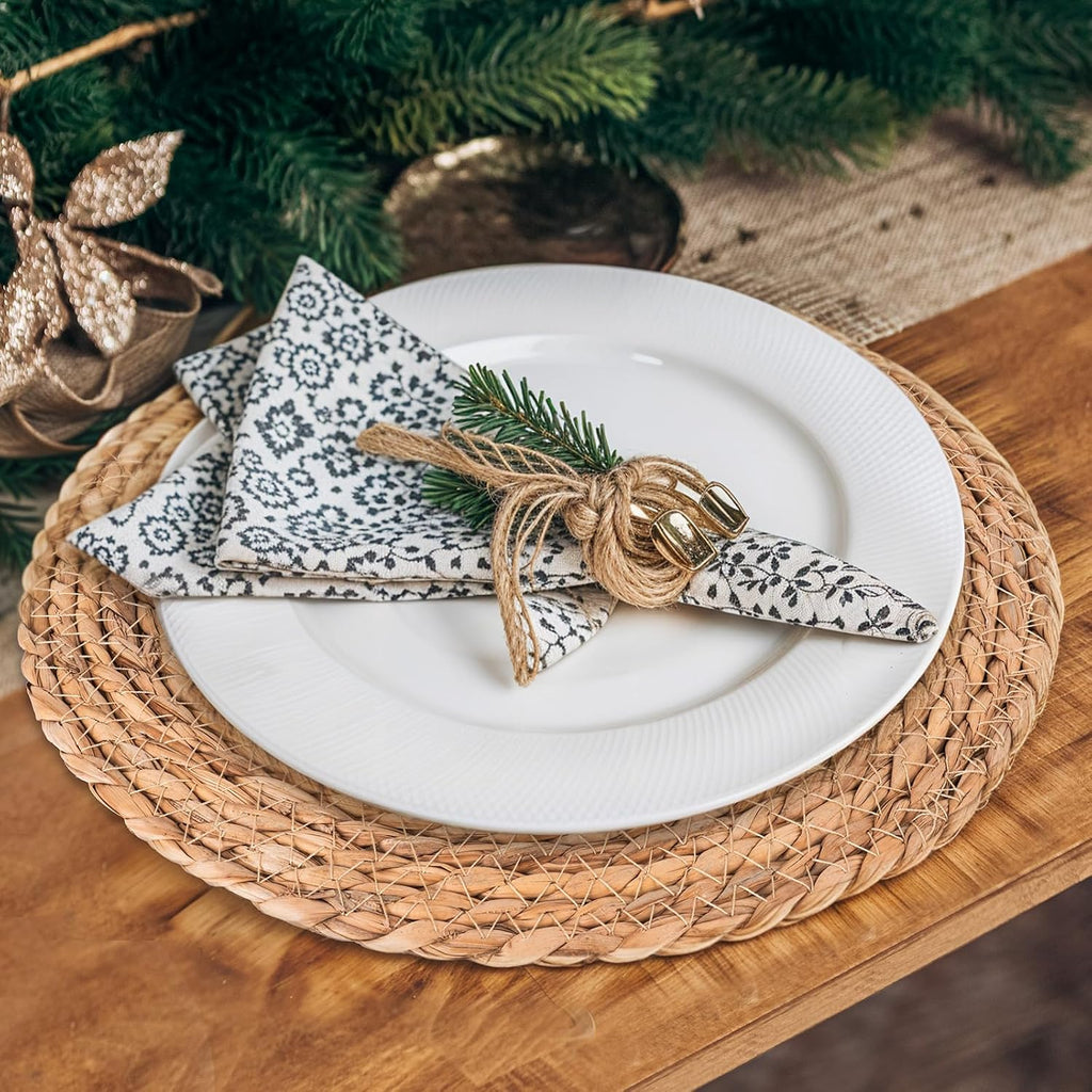 Round Woven Placemats, Rattan placemats, 13 Inch - Set of 6