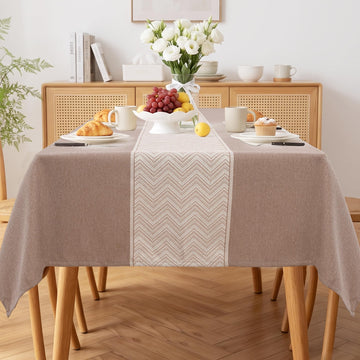 Rustic Rectangle Tablecloths, Farmhouse Cotton Linen Waterproof Burlap Table Cloth, Wrinkle Stain Resistant Washable