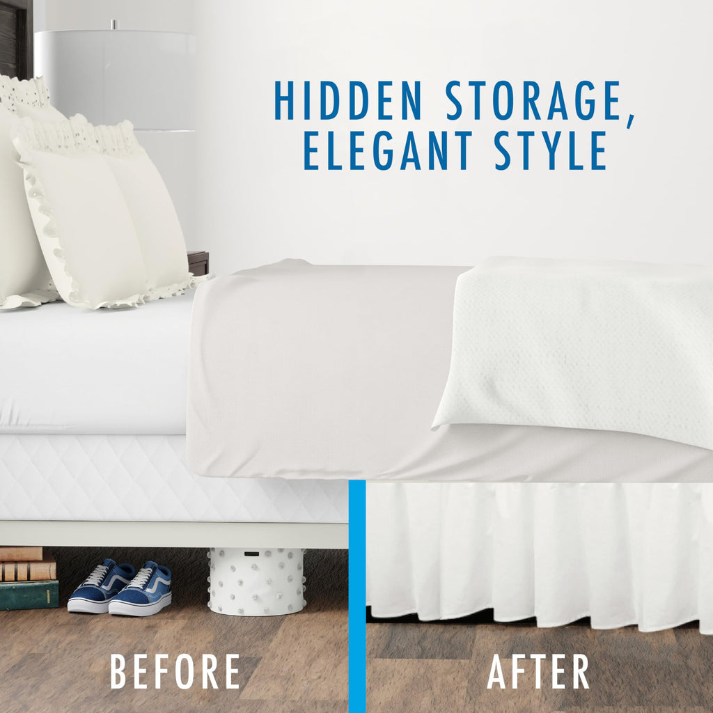 Ideas Bedding Ruffled Bed Skirt, Classic 14" Drop Length, Gathered Styling, Twin, White FRE30114WHIT01