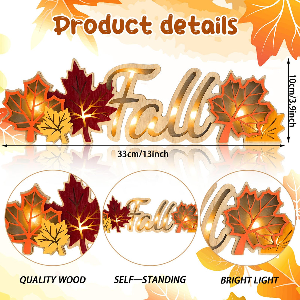 Fall Decor Thanksgiving LED Wooden Sign Rustic Tabletop Centerpiece