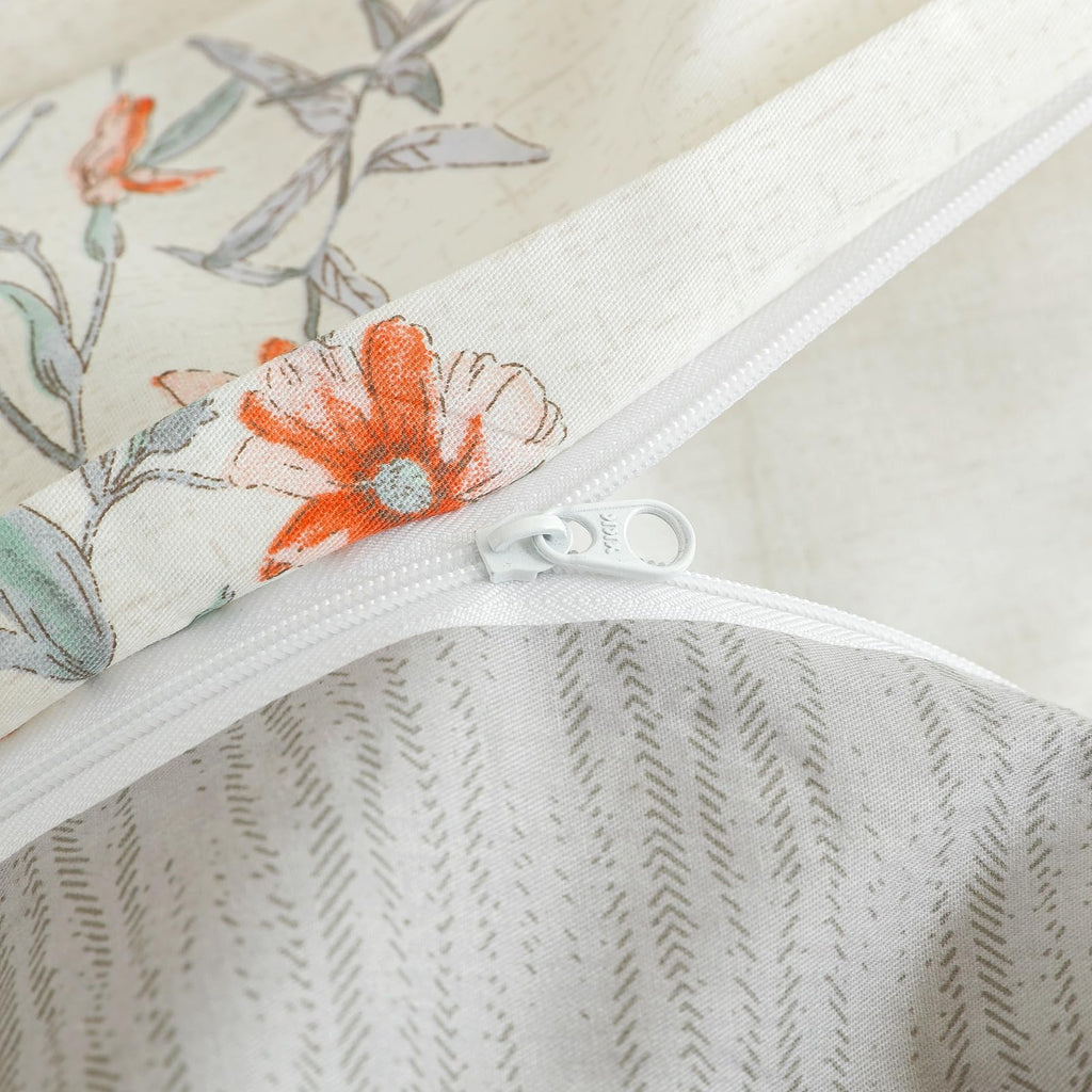 Duvet Cover Set 3pcs 100% Cotton Wildflower Stripe