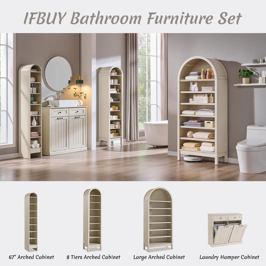 Tilt Out Laundry Hamper Cabinet, Trash Can Cabinet, Cream