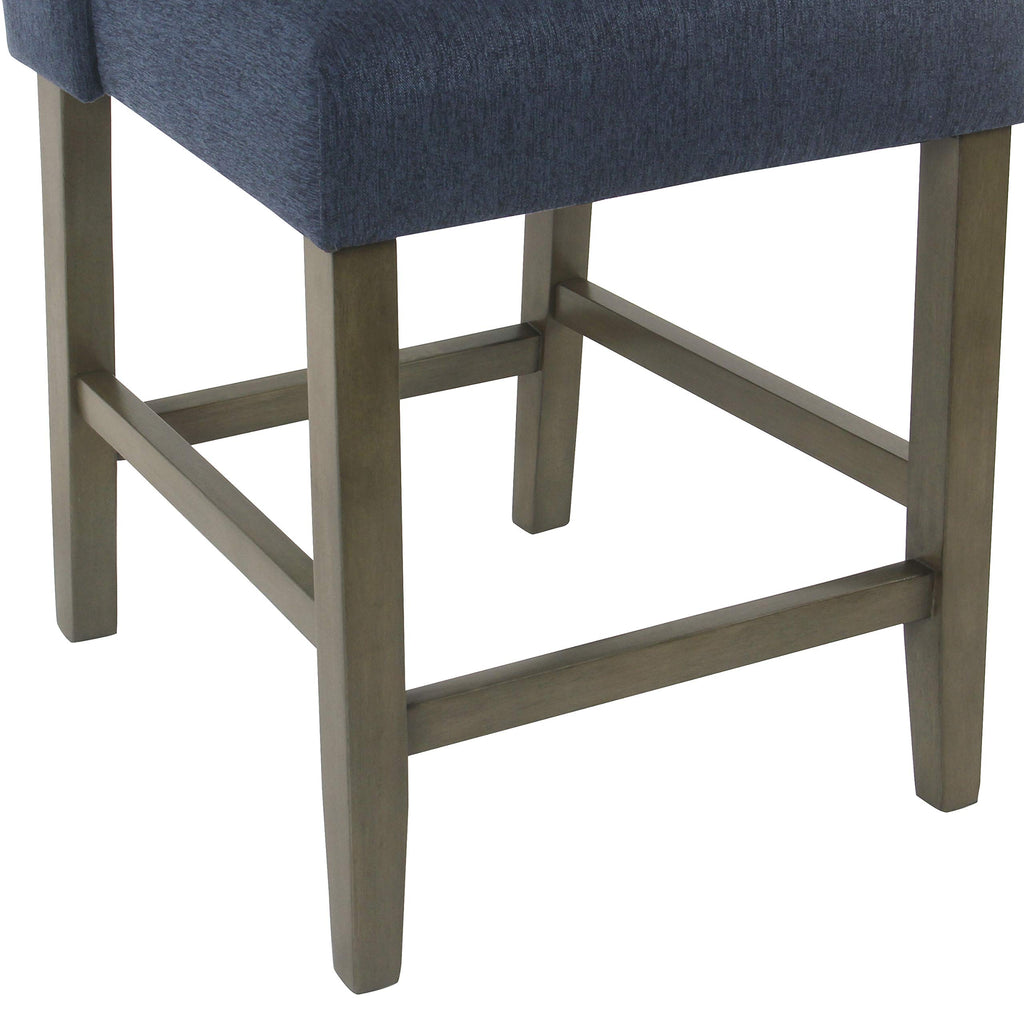 Upholstered Counter Stool, 24-Inch, Navy Woven