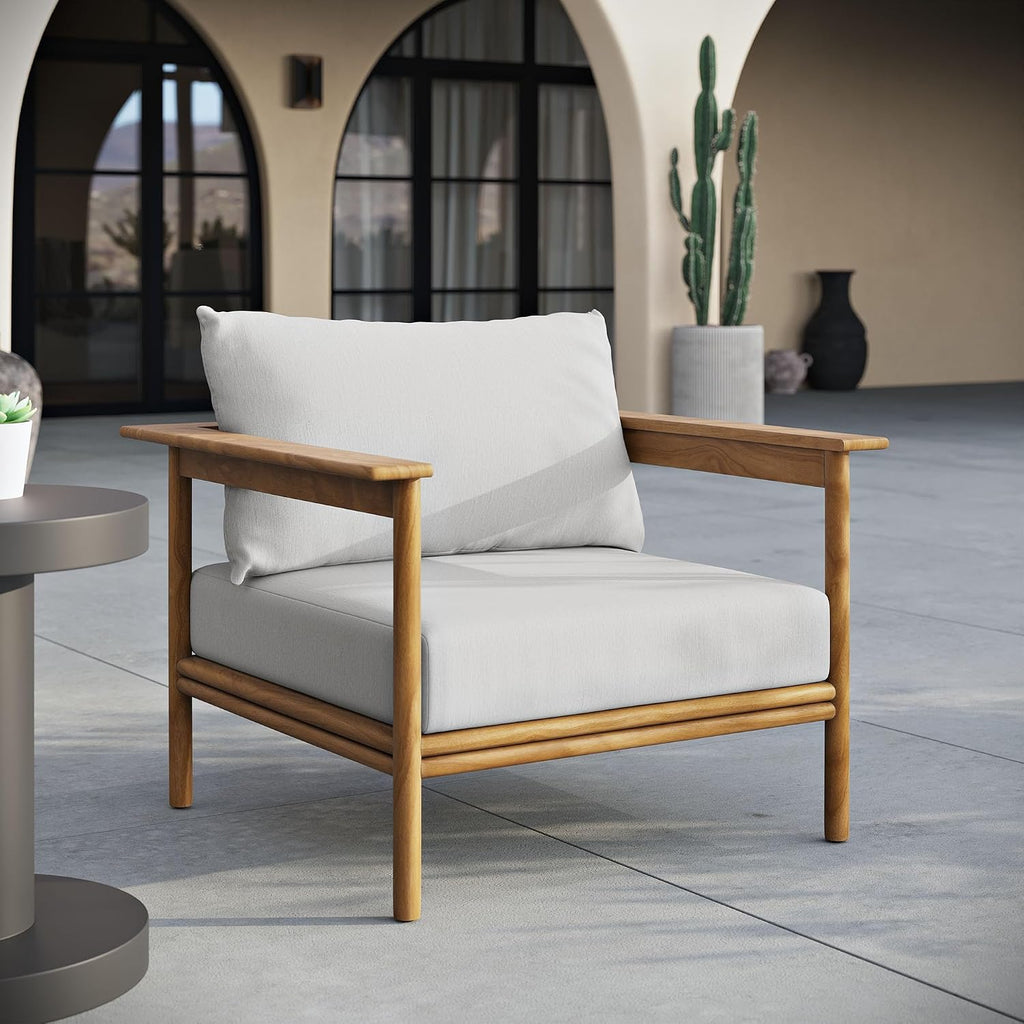 Wren Teak Wood Outdoor Armchair in Natural Sail