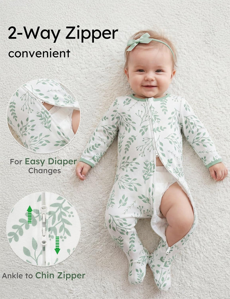 Baby Pajamas 100% Organic Cotton Sleepers Boy Girl Clothes