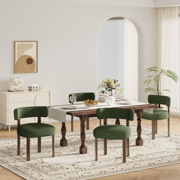 Wooden Dining Chairs Set of 4, Upholstered Kitchen Chairs with Solid Wood Legs, Mid Century Dining Room Chair with