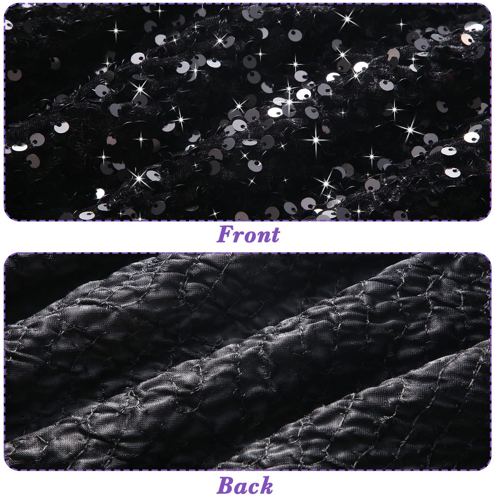 Sequin Velvet Fabric by the Yard Stretch Bling Fabric for Sewing Glitter Tablecloth Sparkly for Dress Table Runner