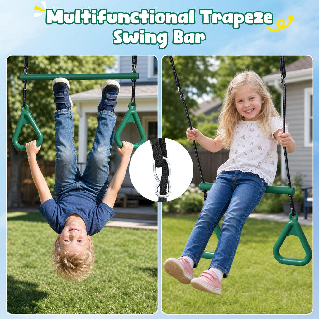 65 ft Ninja Warrior Obstacle Course Swing Set for Kids with Swing