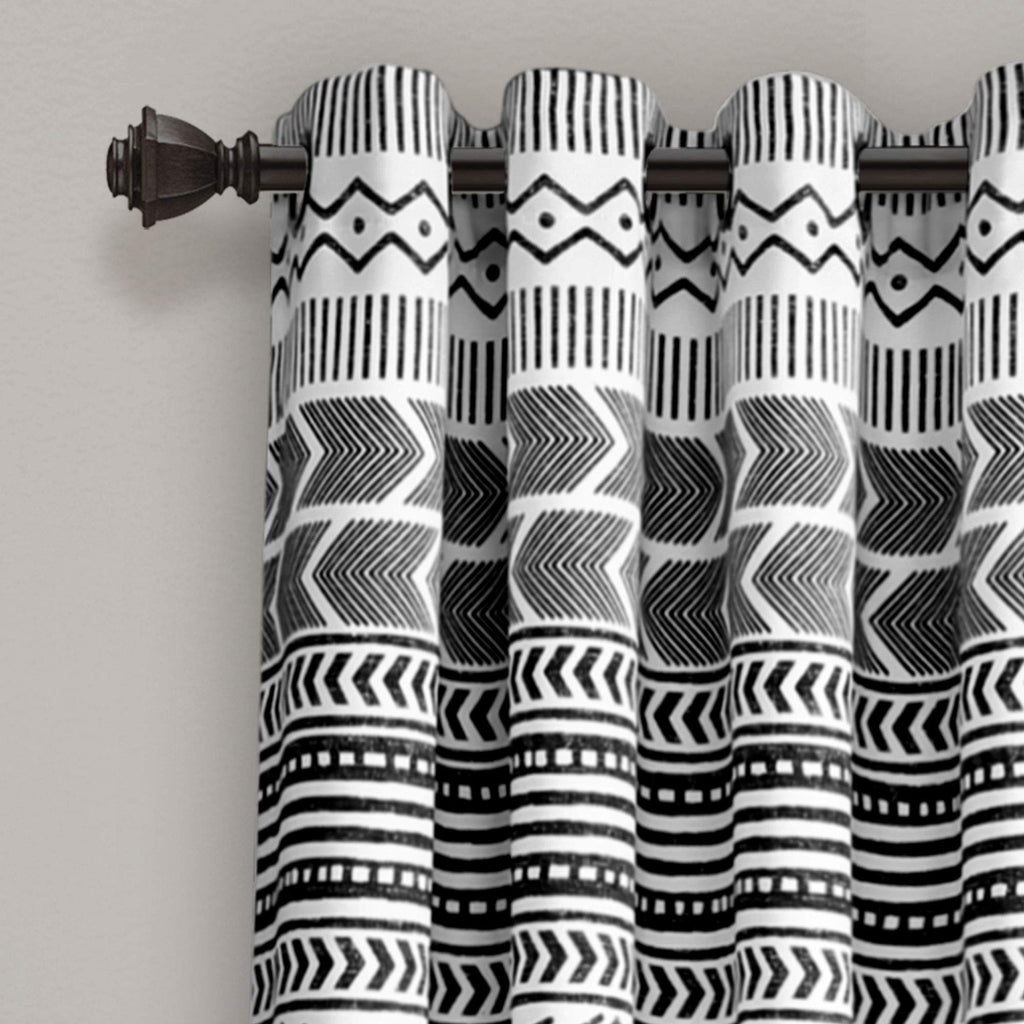 Hygge Geo Light Filtering Window Curtain Panel Pair, 52" W x 95" L, Black & White