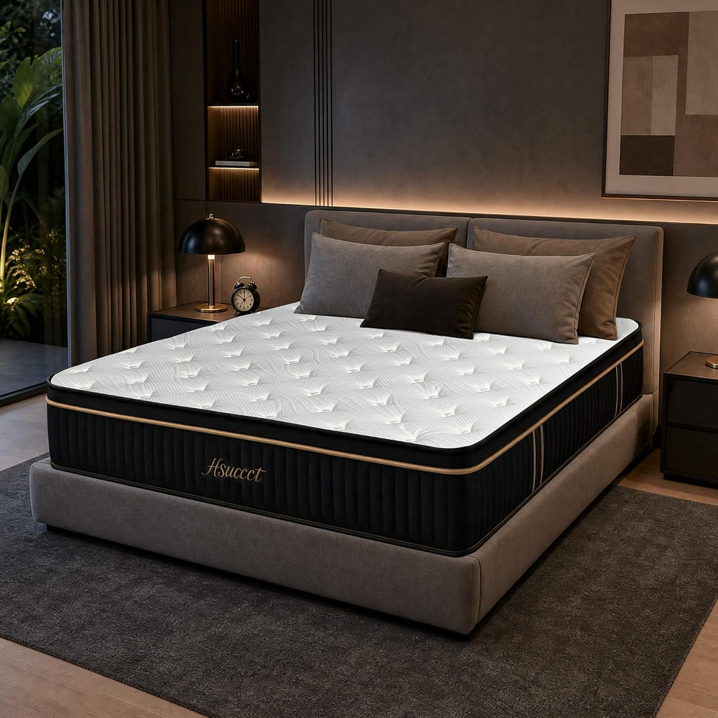 King Mattress 12 Inch, Luxury Hybrid Mattress King Size Bed in a Box for All Sleeping Positions, Gel Memory Foam &