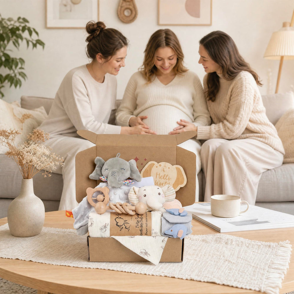 Elephant Baby Gift Set- 10 Piece Newborn Present Box with Essentials
