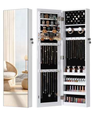 Hanging Jewelry Cabinet, Jewelry Organizers and Storage, White