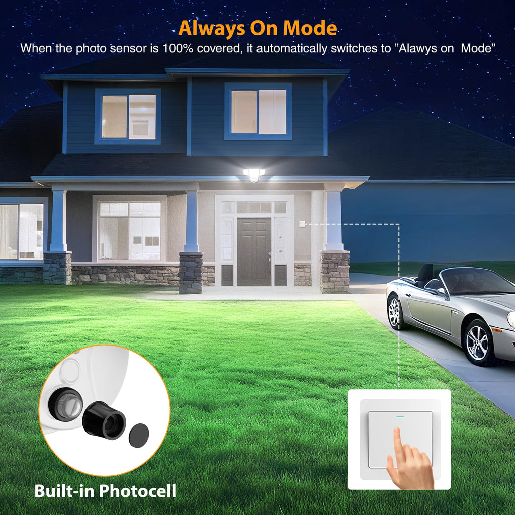 Dusk to Dawn Outdoor Lighting, 90W Flood Lights Outdoor, IP66 Waterproof White LED Security Light with