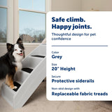 CozyUp Folding Dog Stairs, Portable Indoor/Outdoor Pet Steps for Bed, Couch & Car, Grey, 20 Inch