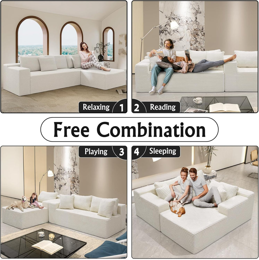 Boneless Couch Modular Sectional Sofa Cloud Corduroy Couch