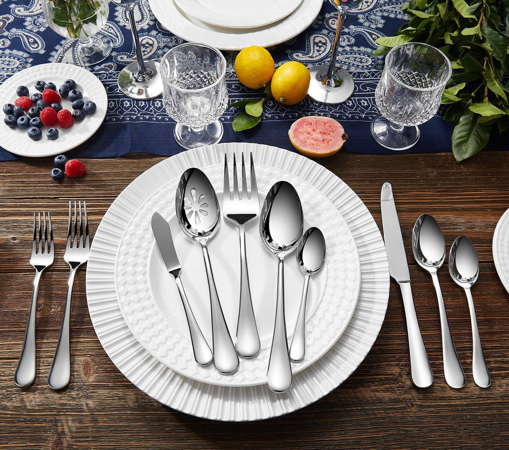 Premium Verona 20/45/65-Piece Silverware Set (65, Silver)