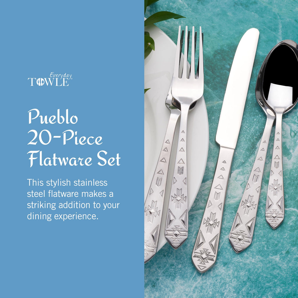 Pueblo 20-Piece Stainless Steel Flatware Set, Service for 4
