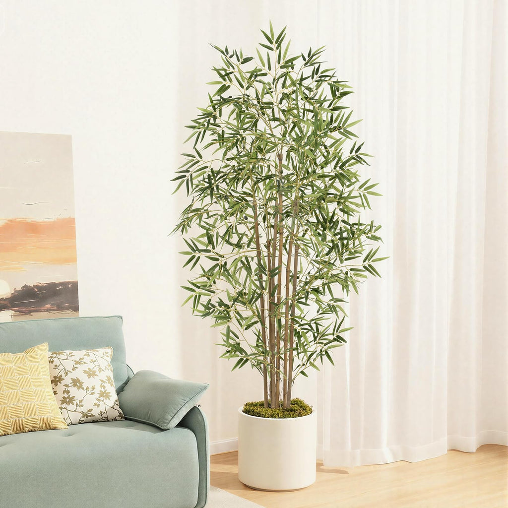 Artificial Bamboo Tree, Fake Bamboo Plant 5FT Tall with 6 Natural Real Bamboo Trunks, Artificial Tree Indoor Decor