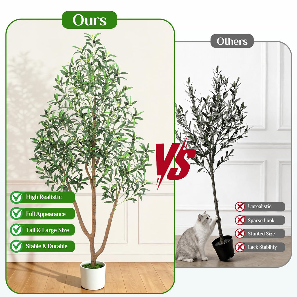6 Ft Olive Trees Artificial Indoor with Planter, Realistic Tall Olive Tree
