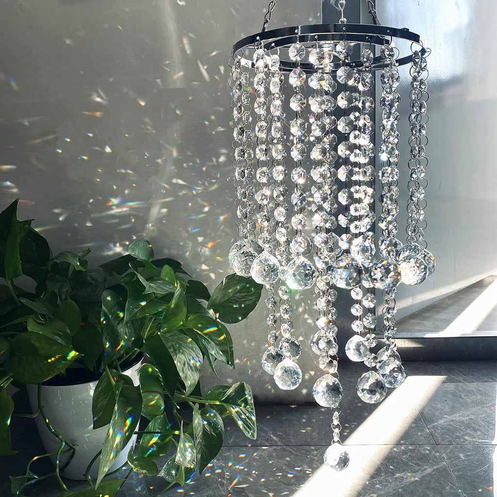 Chandelier Wind Chimes Shape Clear Crystal Prisms Balls Beads Hanging Suncatcher Pendant Garden Outdoor Home Decor Gifts