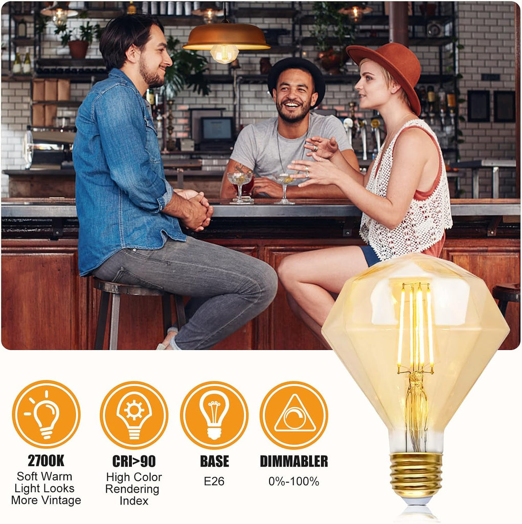 G40 Edison LED Light Bulb Dimmable 6W 600lm Equi60W E26 2700K 1PC