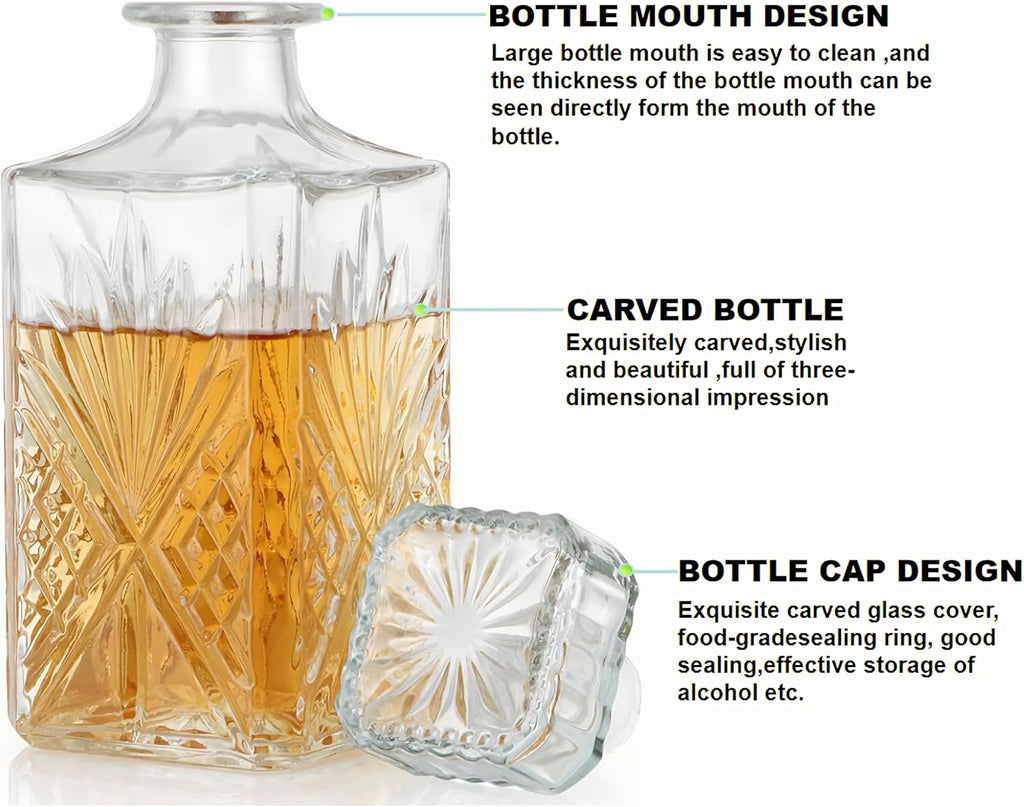 27oz Liquor Bottle,Whiskey Decanter with Airtight Glass Stopper