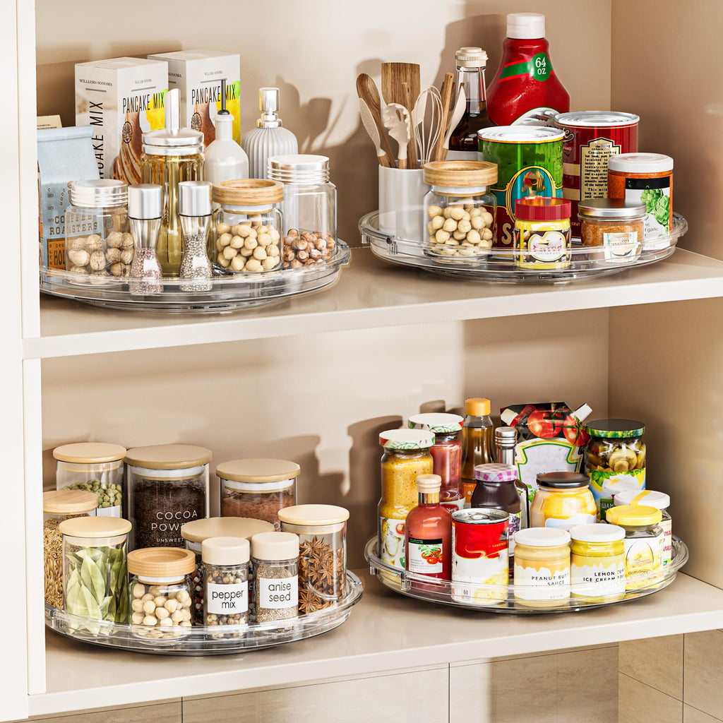 12 in Lazy Susan Turntable, 2 Pack Clear Spice Rack, Organizer Storage