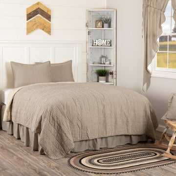 Sawyer Mill Ticking Stripe Quilt Set, Charcoal Gray