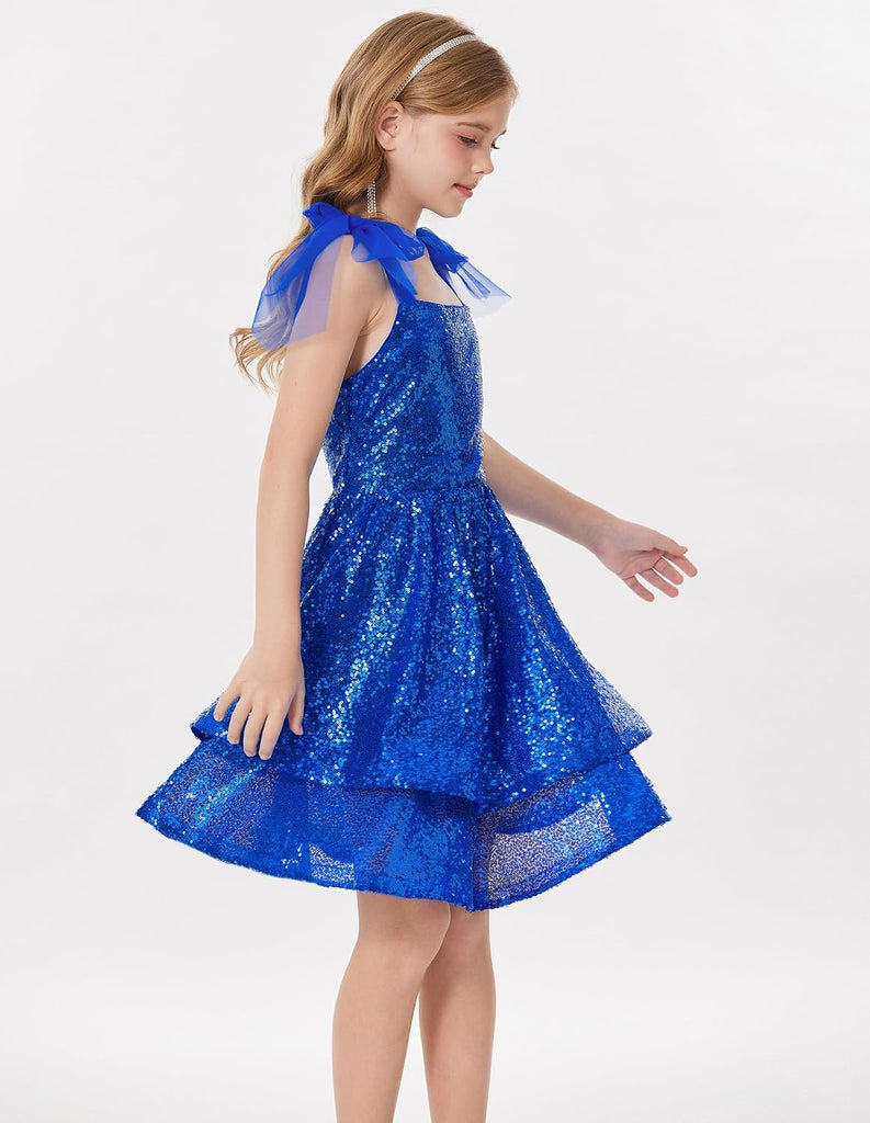 Girls Sparkly Sequin Formal Party Dress Fancy Dance