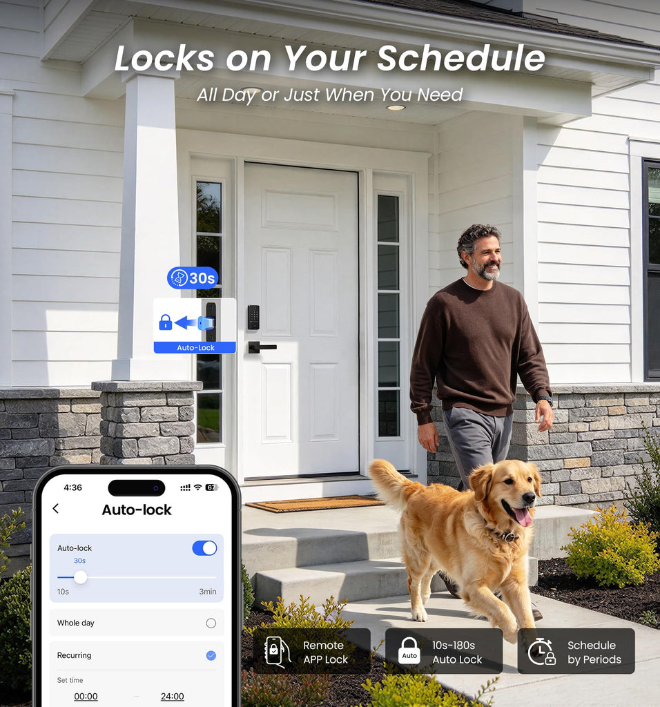 WiFi Smart Fingerprint Deadbolt Front Door Lock, Matte Black