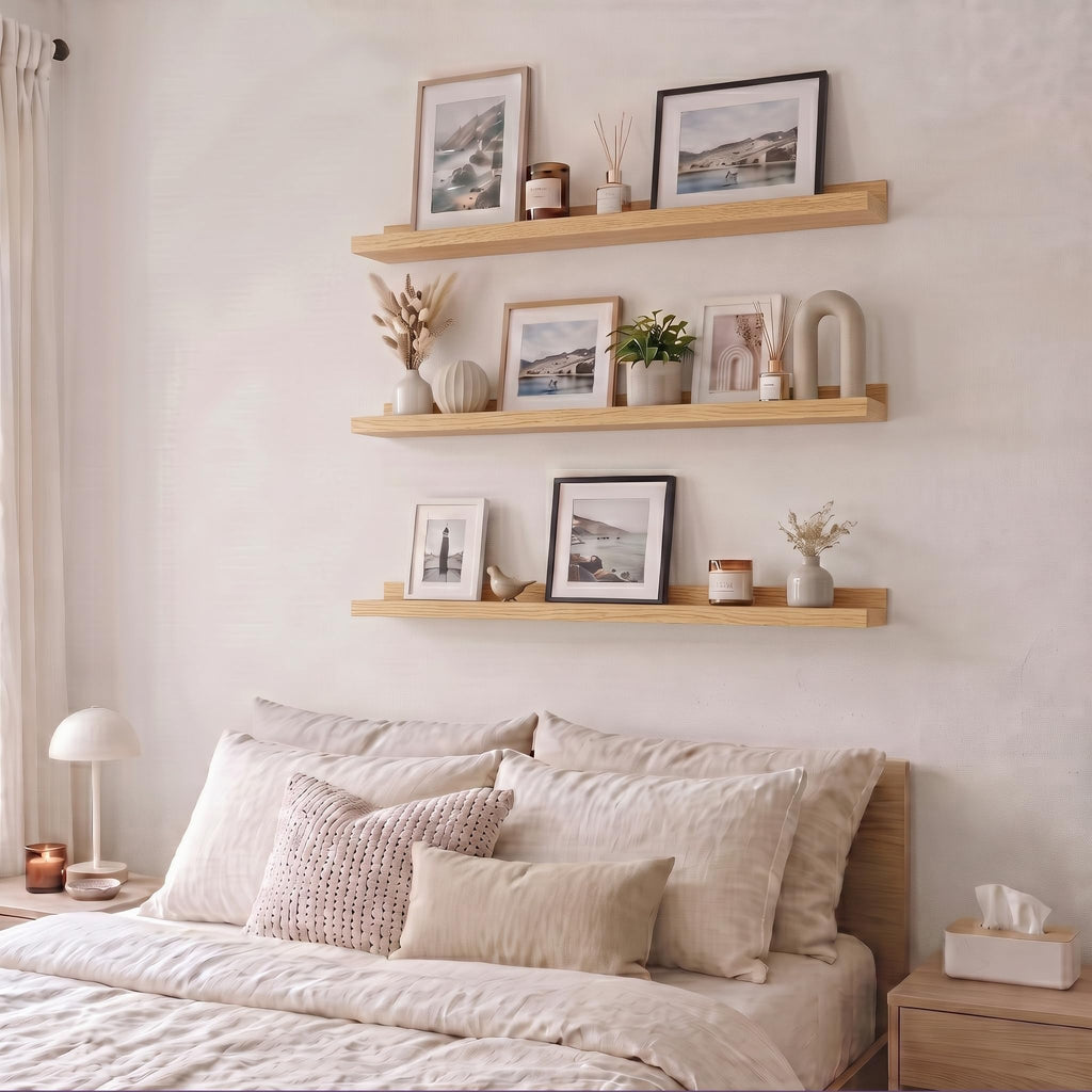 Floating Shelves for Wall, 36" Picture Ledge Shelf, White Oak