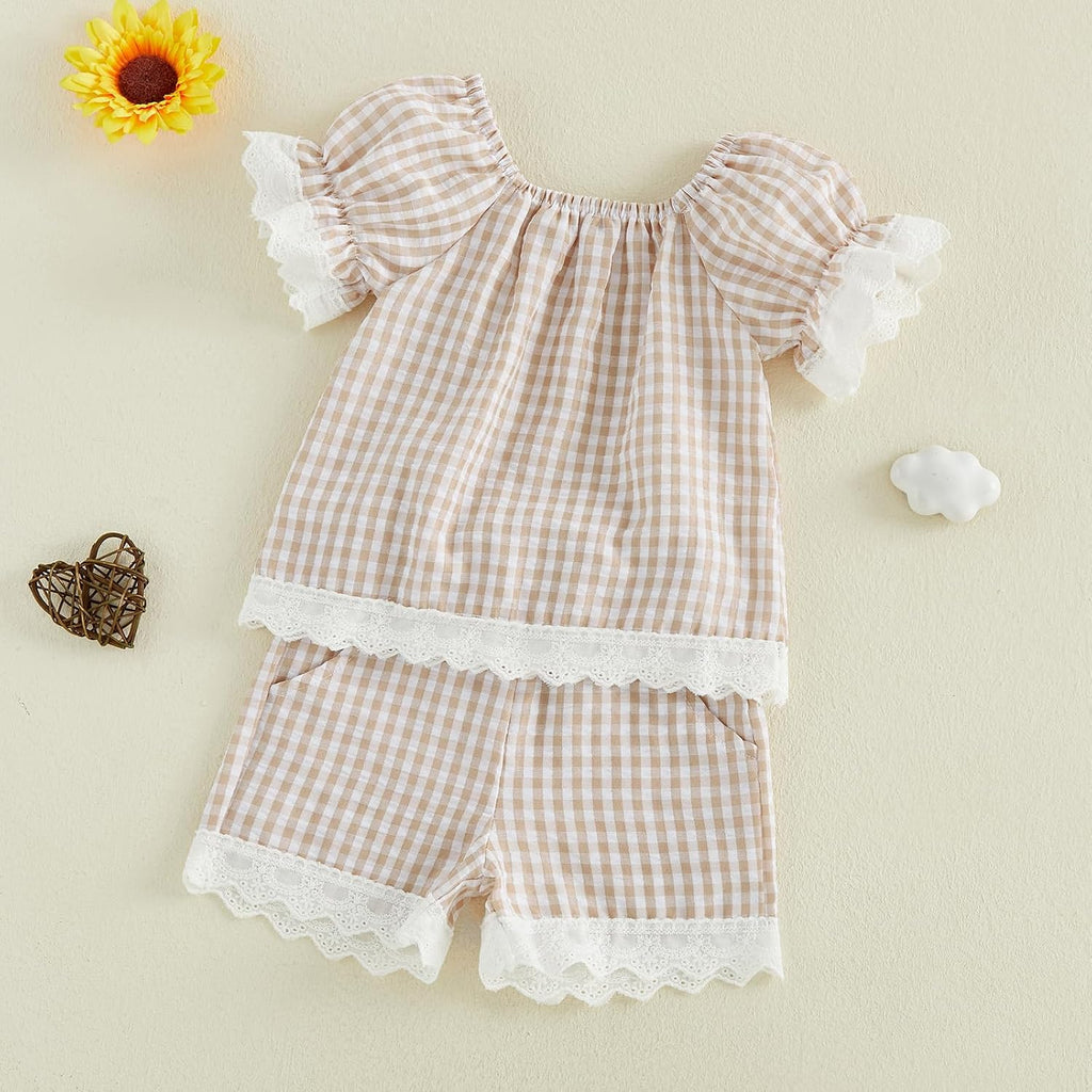 Toddler Baby Girl Clothes Summer Lace Shirts Shorts Set Outfits