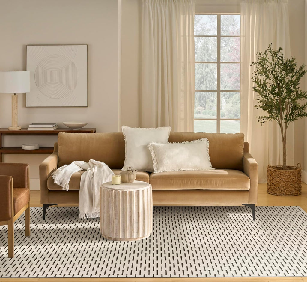 Home Nordic Ivory Black Area Rug - Easy Clean, Non Shedding, Bed Room, Living Room, Dining Room, Kitchen (8'